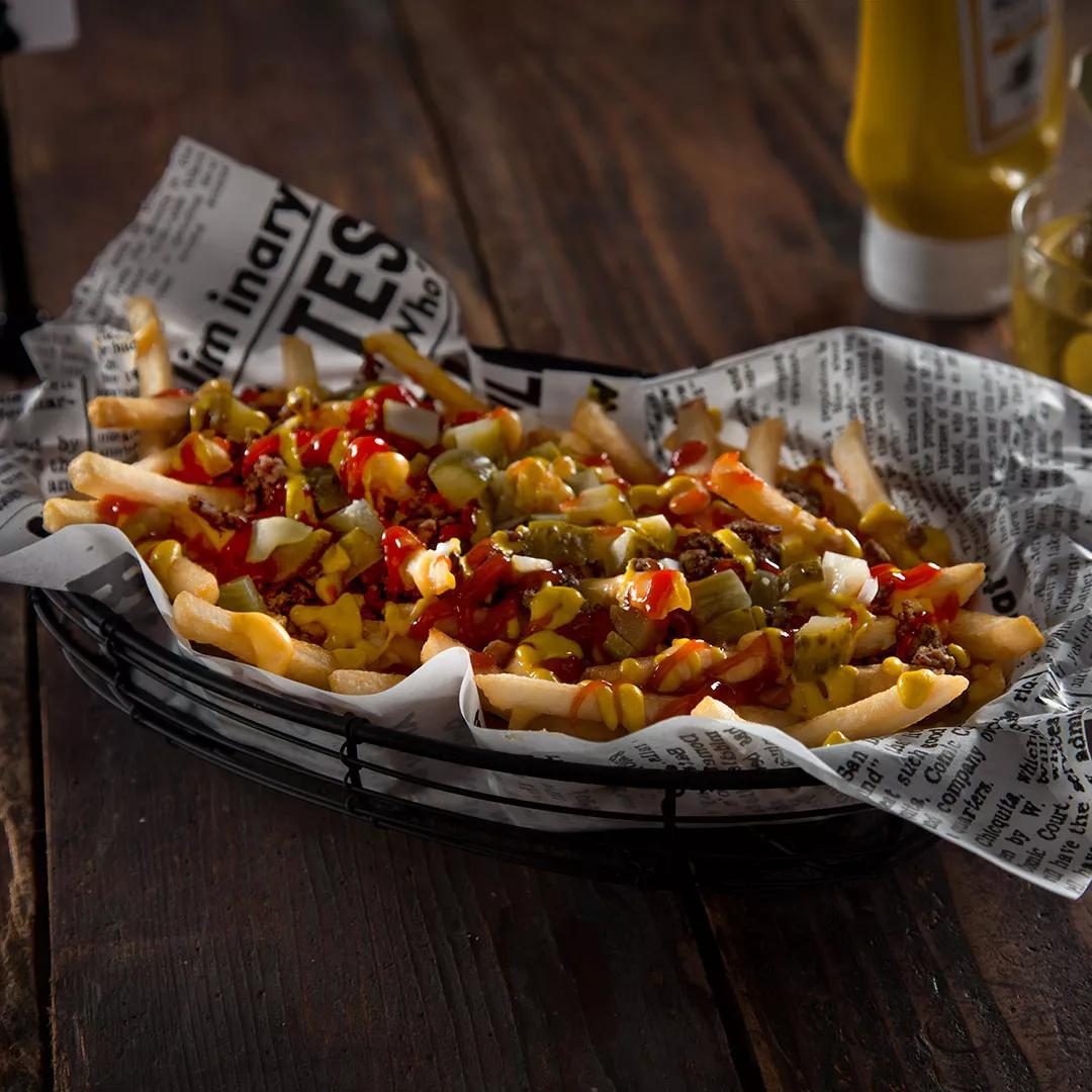 Loaded fries with cheese and bacon